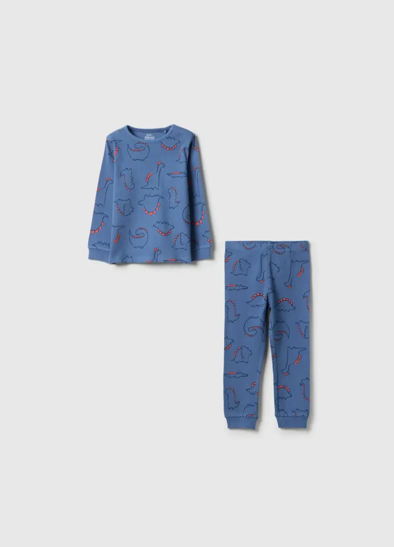 Pigiama Per Neonati In Misto Cotone Blu Regular Fit Con Dinosauri, Bambino, Blu