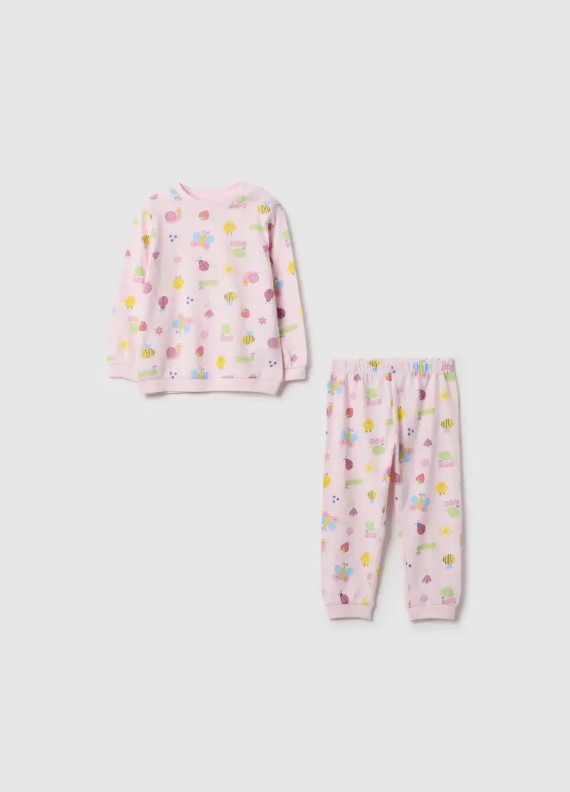 Pigiama Rosa Da Neonata In Puro Cotone Regular Fit Con Stampe, Bambina, Rosa