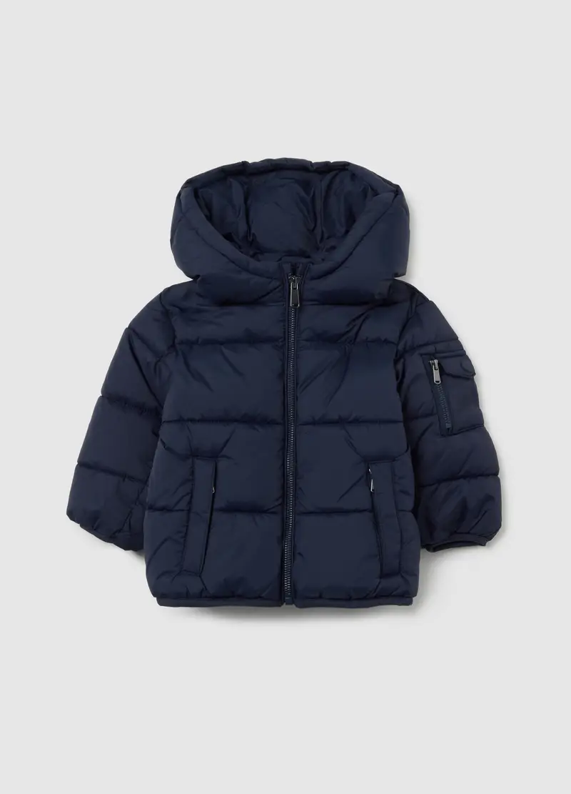 Piumino The Iconic Puffer Blu Da Bambino Con Cappuccio, Blu