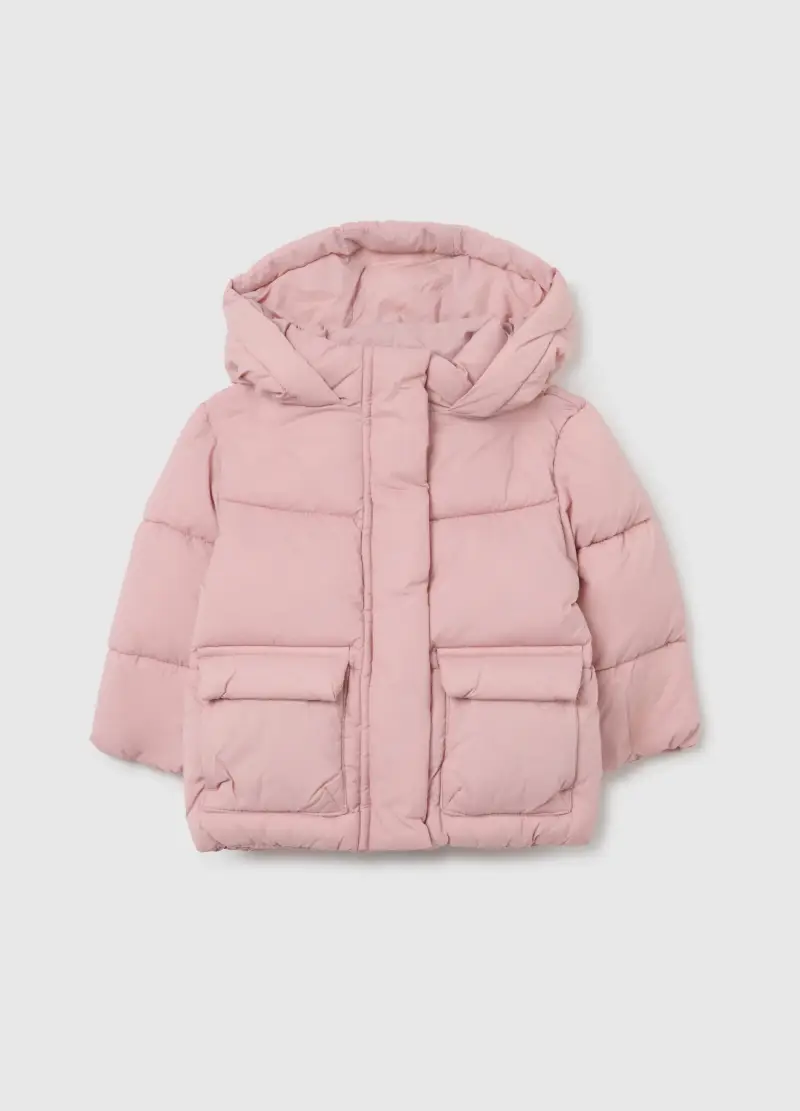 Piumino The Iconic Puffer Rosa Da Bambina Con Cappuccio, Rosa