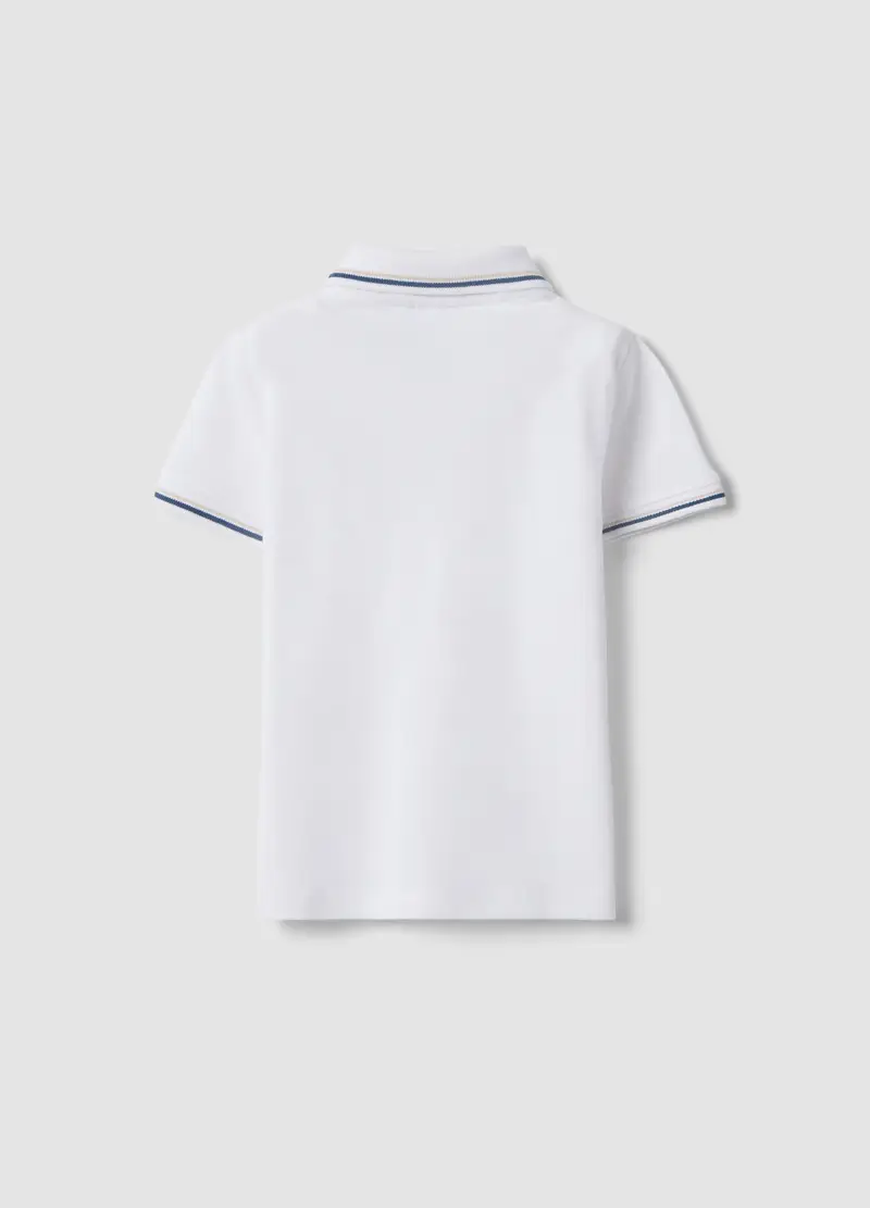 Polo A Maniche Corte In Puro Cotone Bianca Da Bimbo Regular Fit, Bambino, Bianco miniatura 2