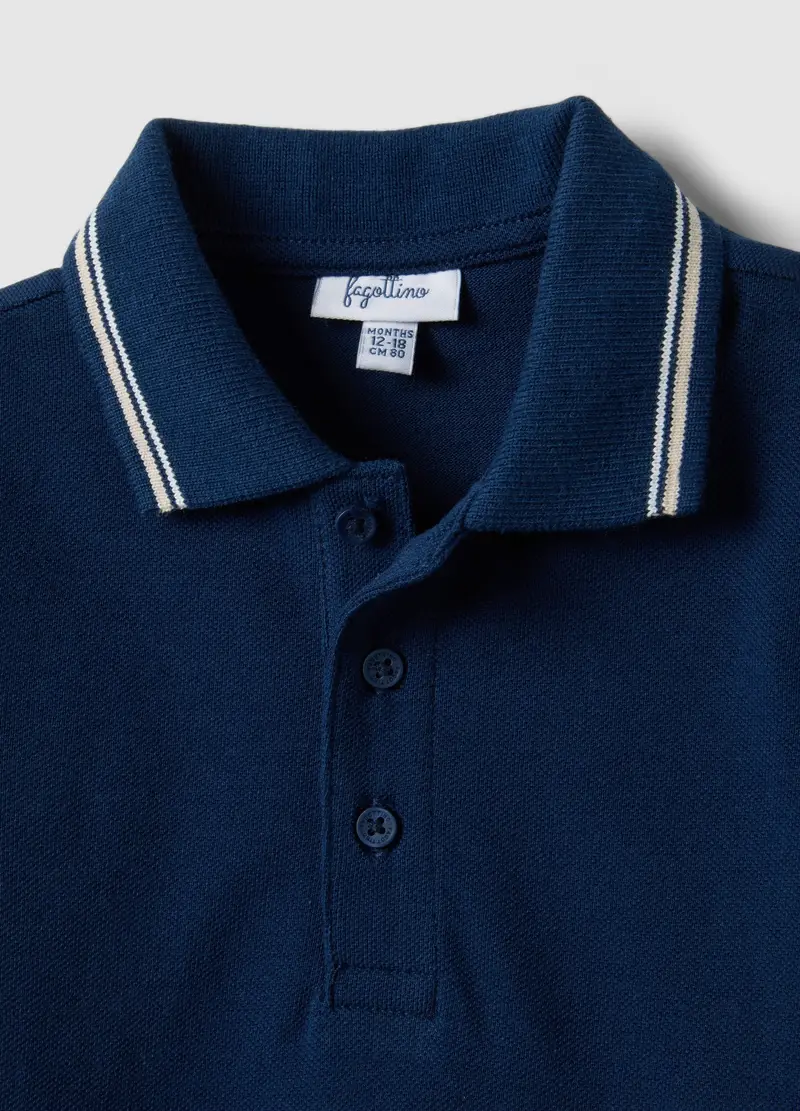 Polo A Maniche Corte In Puro Cotone Blu Da Bimbo Regular Fit, Bambino, Blu miniatura 3