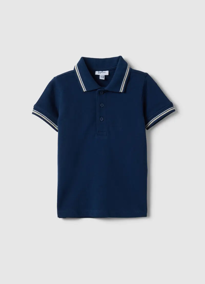 Polo A Maniche Corte In Puro Cotone Blu Da Bimbo Regular Fit, Bambino, Blu