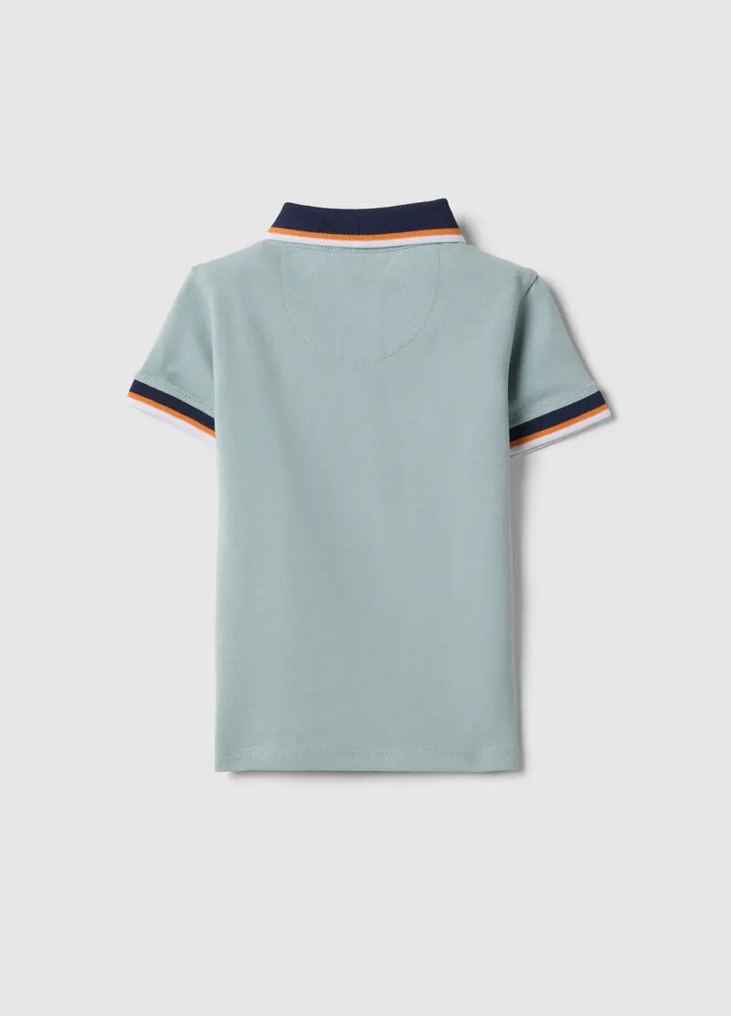 Polo In Cotone Elasticizzato Azzurra Da Bimbo Regular Fit Con Ricamo, Bambino, Azzurro miniatura 2