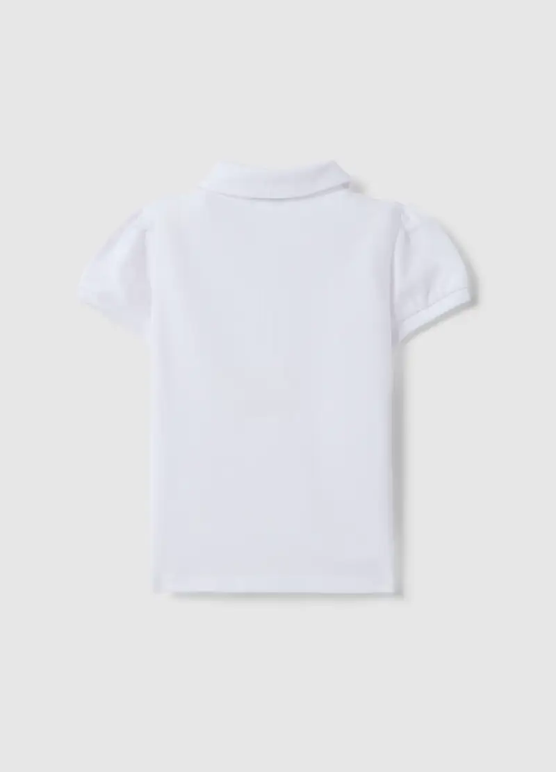 Polo In Puro Cotone Bianca Da Bimba Regular Fit Con Volant, Bambina, Bianco miniatura 2