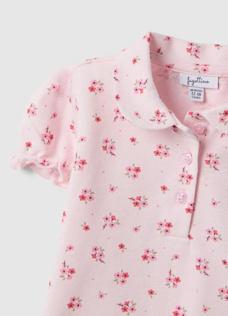 Polo In Puro Cotone Rosa Da Bimba Regular Fit Con Motivo Floreale, Bambina, Rosa miniatura 2