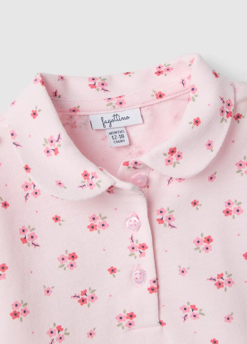 Polo In Puro Cotone Rosa Da Bimba Regular Fit Con Motivo Floreale, Bambina, Rosa miniatura 3