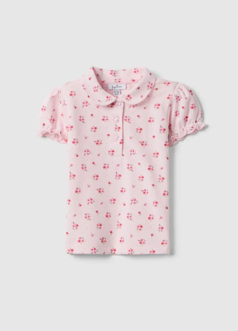 Polo In Puro Cotone Rosa Da Bimba Regular Fit Con Motivo Floreale, Bambina, Rosa