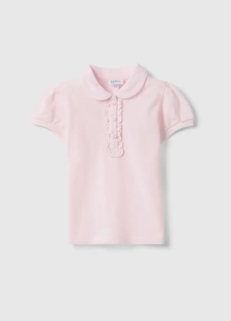 Polo In Puro Cotone Rosa Da Bimba Regular Fit Con Volant, Bambina, Rosa