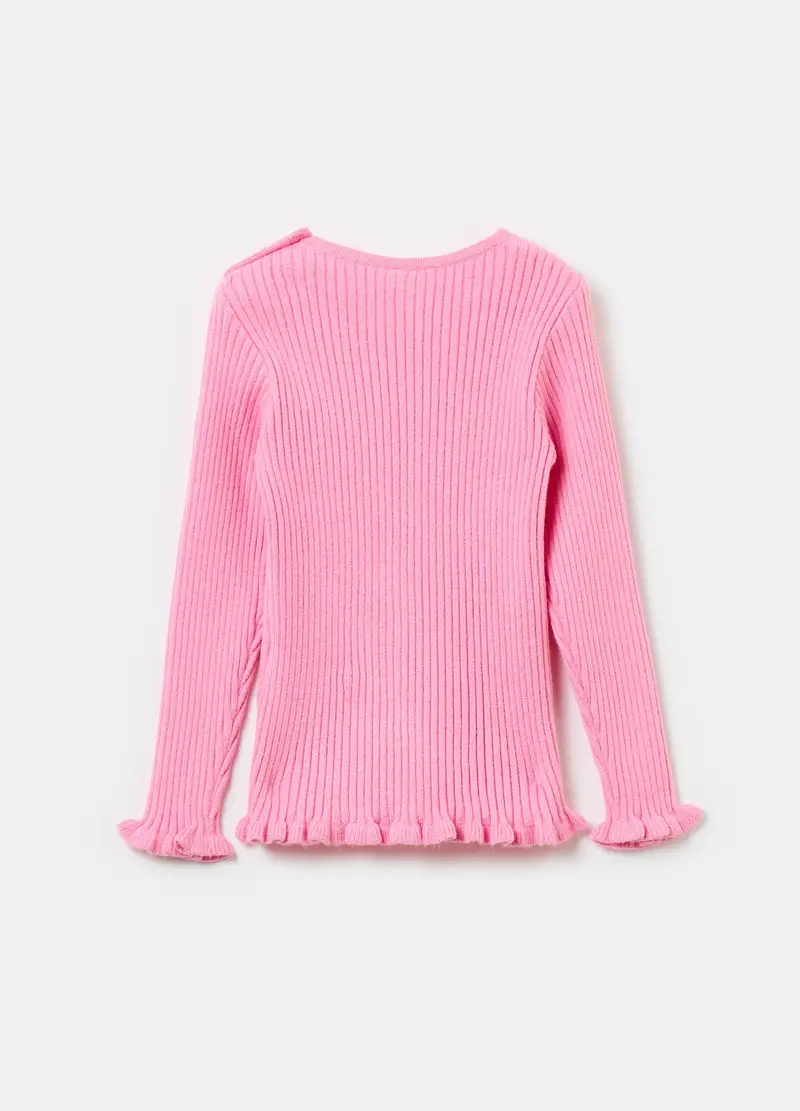 Pullover A Costine Con Rouches, Bambina, Rosa miniatura 2