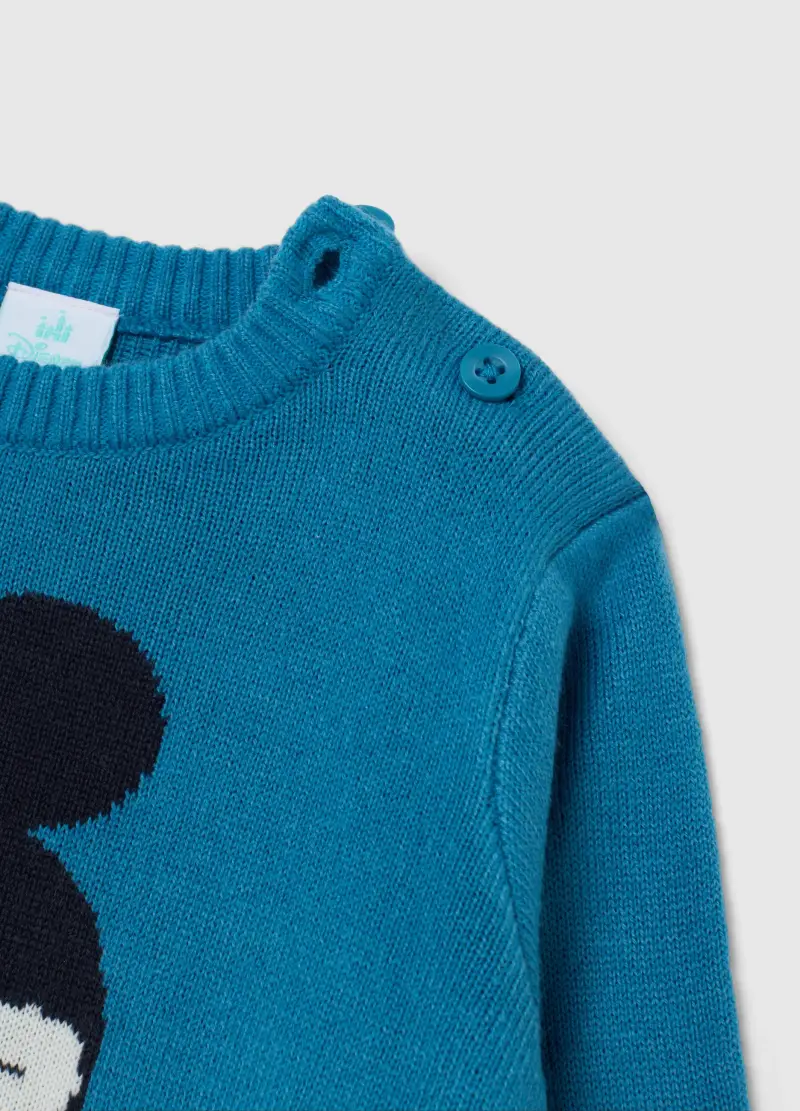 Pullover Blu Da Bimbo Regular Fit Con Stampa Disney E Maniche A Righe, Bambino, Blu miniatura 3