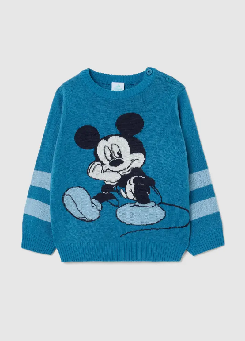 Pullover Blu Da Bimbo Regular Fit Con Stampa Disney E Maniche A Righe, Bambino, Blu