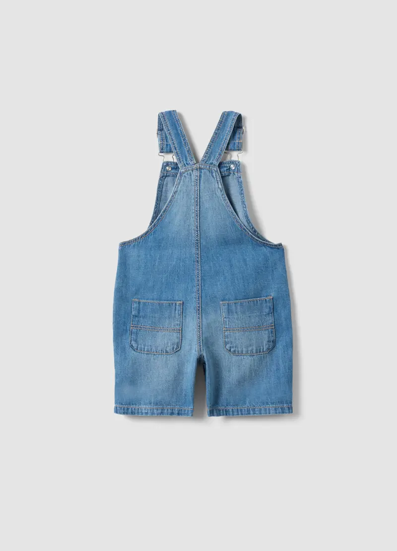Salopette Denim Blu In Misto Cotone Regular Fit Da Bimbo Con Ricamo, Bambino, Blu miniatura 2