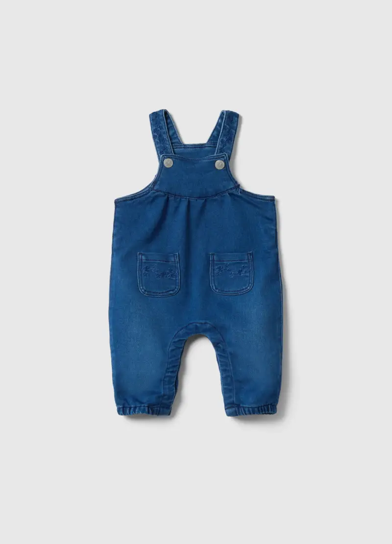 Salopette In Cotone Elasticizzato Blu Regular Fit Per Neonati, Neonata, Blu