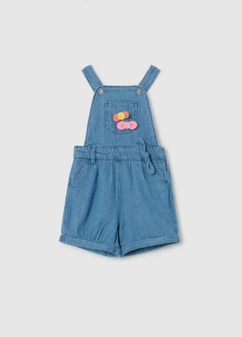 FAGOTTINO, Salopette In Denim Con Applicazione Fiocchi, Bambina, Denim, Taglia: 18-24