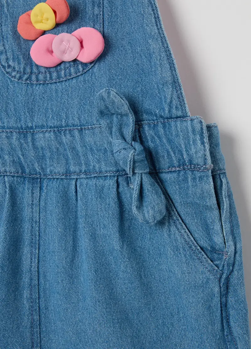 FAGOTTINO, Salopette In Denim Con Applicazione Fiocchi, Bambina, Denim, Taglia: 18-24 miniatura 2
