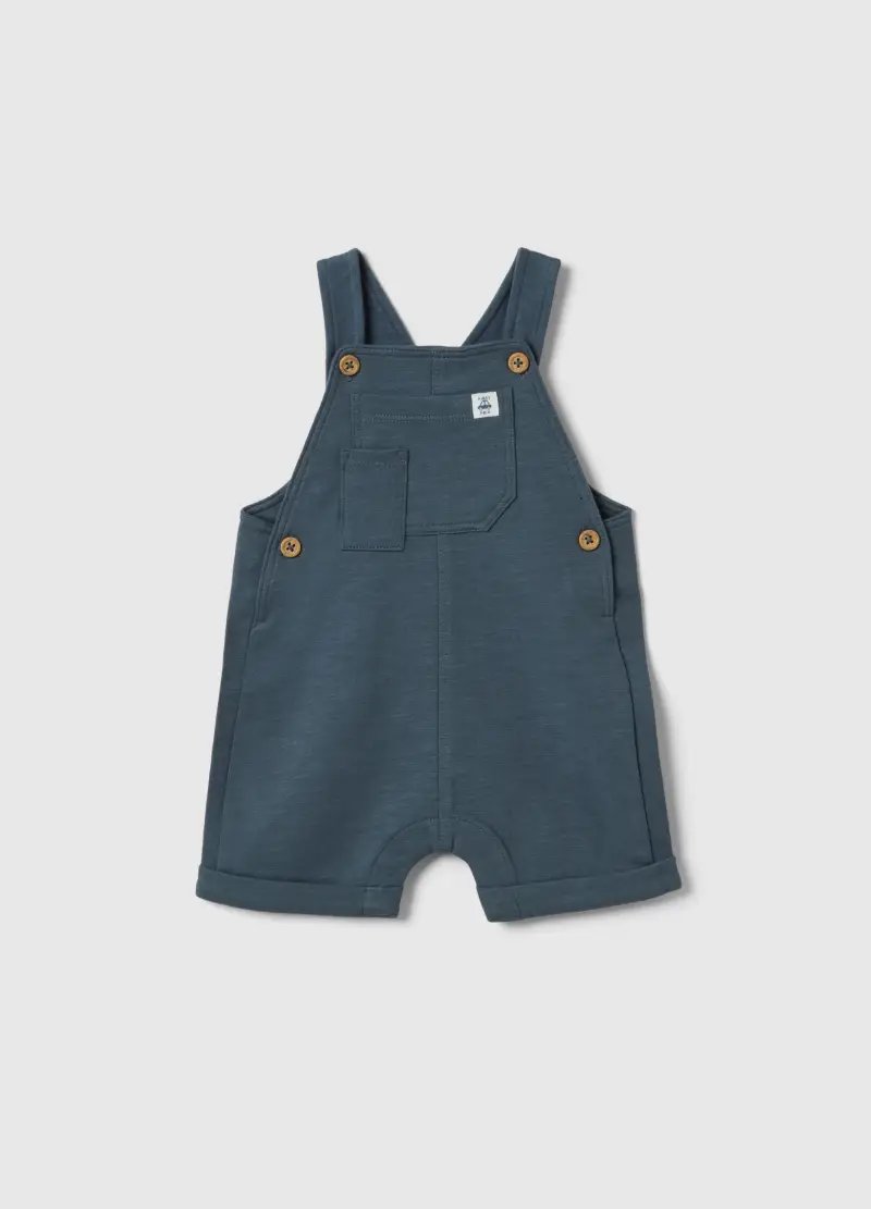 Salopette In Puro Cotone Blu Da Neonato Regular Fit, Blu