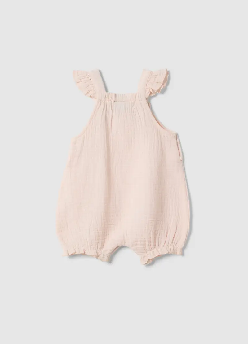 Salopette In Puro Cotone Rosa Da Neonata Relaxed Fit Con Ruches, Rosa miniatura 2