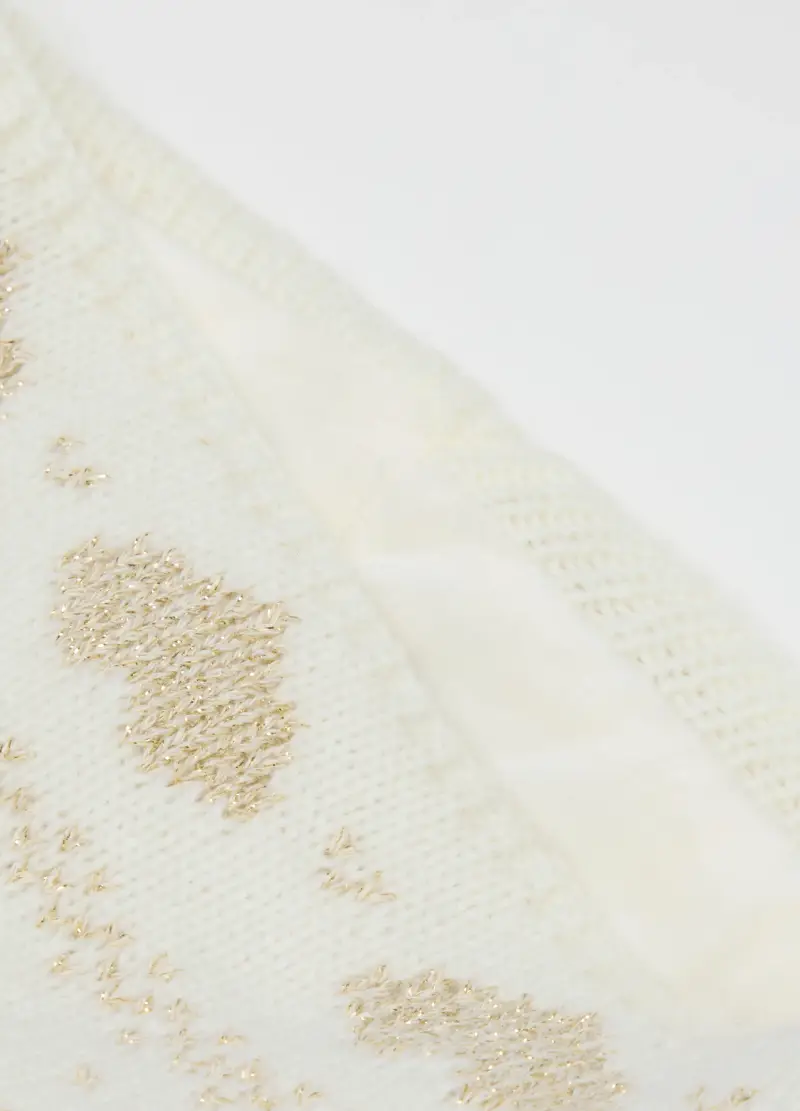 Scaldacollo Bianco Con Cuori Dorati Per Bambina, Bianco miniatura 2