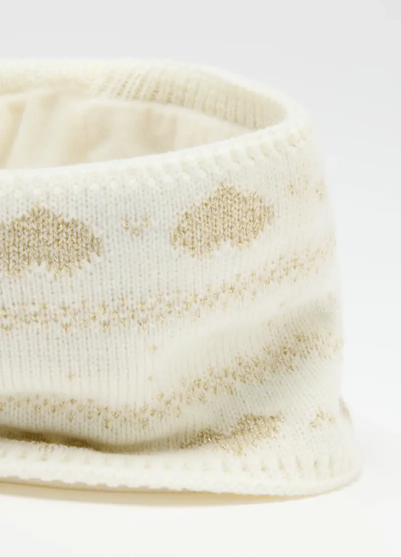 Scaldacollo Bianco Con Cuori Dorati Per Bambina, Bianco miniatura 3