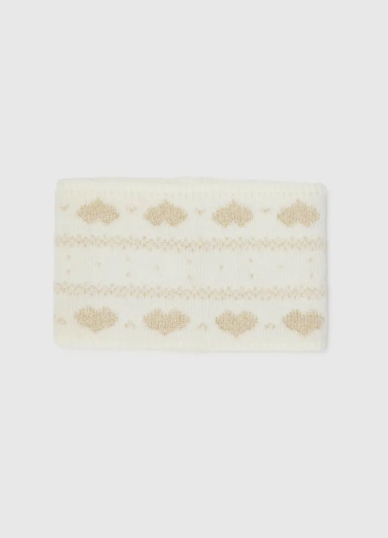 Scaldacollo Bianco Con Cuori Dorati Per Bambina, Bianco