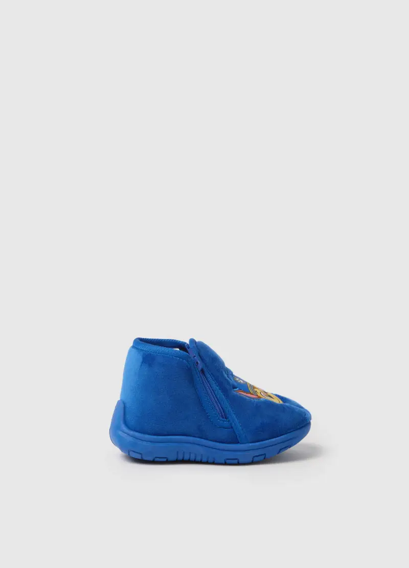 Scarpe Da Neonato Blu Con Ricamo Con Chiusura A Zip, Bambino, Blu