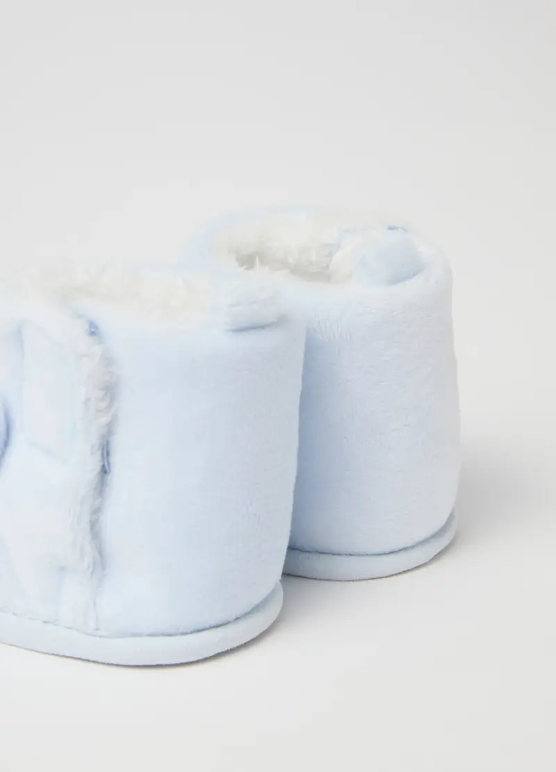 Scarpine Azzurre In Misto Materiali, Neonato, Azzurro miniatura 3