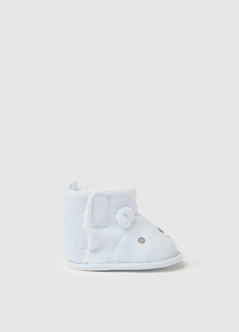 Scarpine Azzurre In Misto Materiali, Neonato, Azzurro