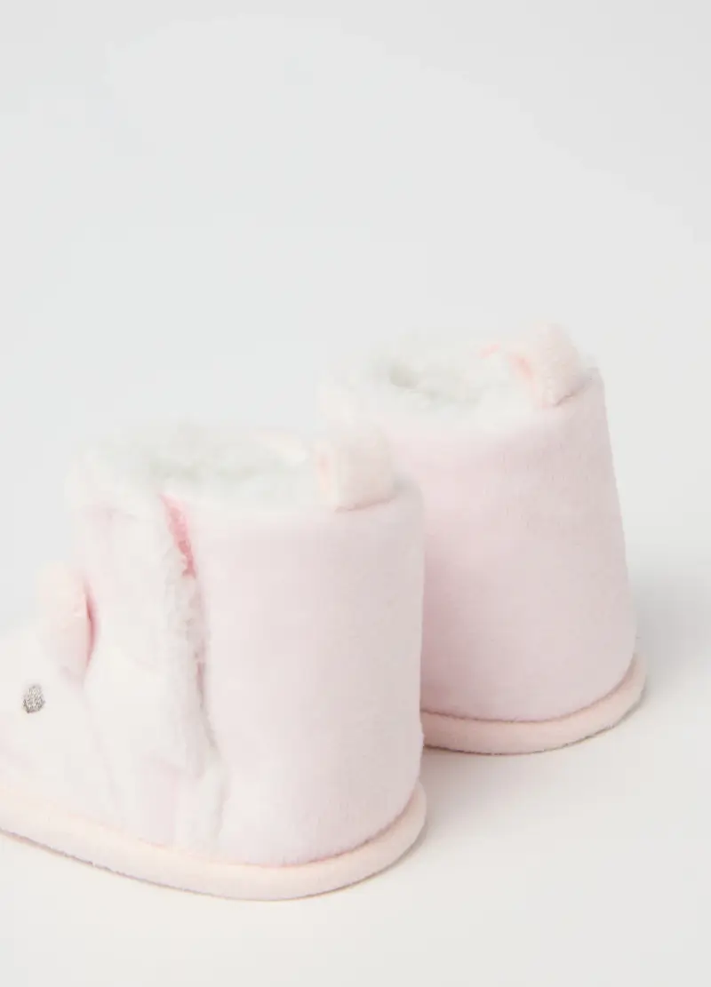 Scarpine Azzurre In Misto Materiali, Neonato, Bianco miniatura 3