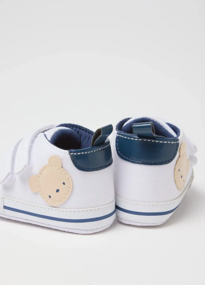 Fagottino Scarpe Bianche Da Neonato In Tela miniatura 2