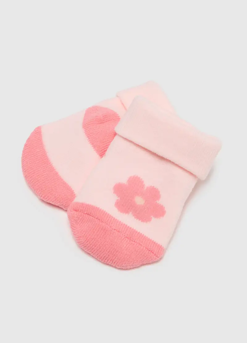 Scarpine Comode In Cotone Elasticizzato Rosa Da Neonata Con Decori, Rosa, U miniatura 2