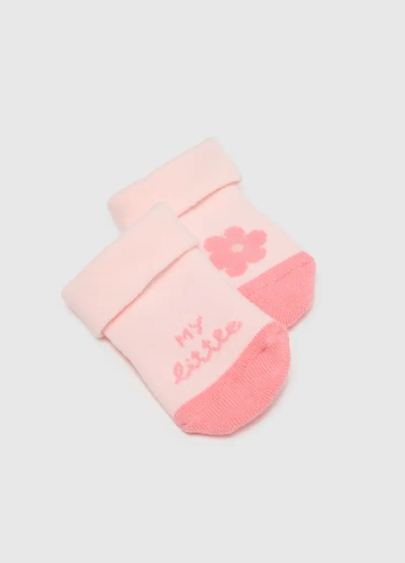 Scarpine Comode In Cotone Elasticizzato Rosa Da Neonata Con Decori, Rosa, U miniatura 3