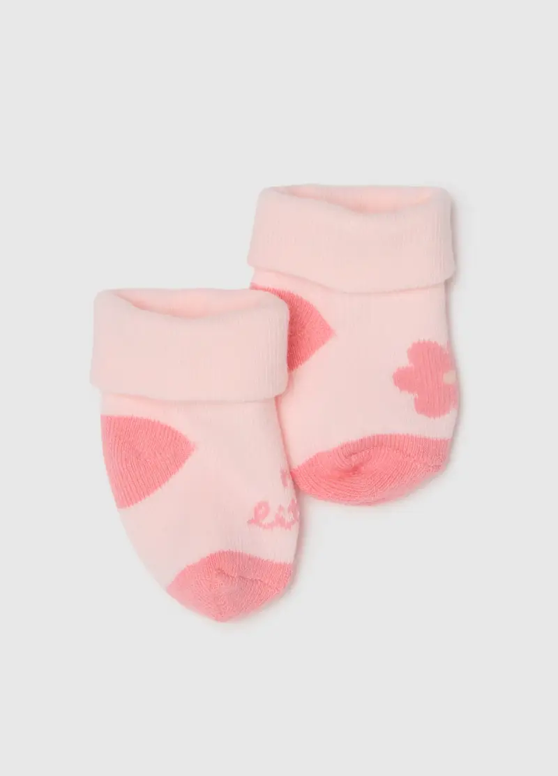 Scarpine Comode In Cotone Elasticizzato Rosa Da Neonata Con Decori, Rosa, U