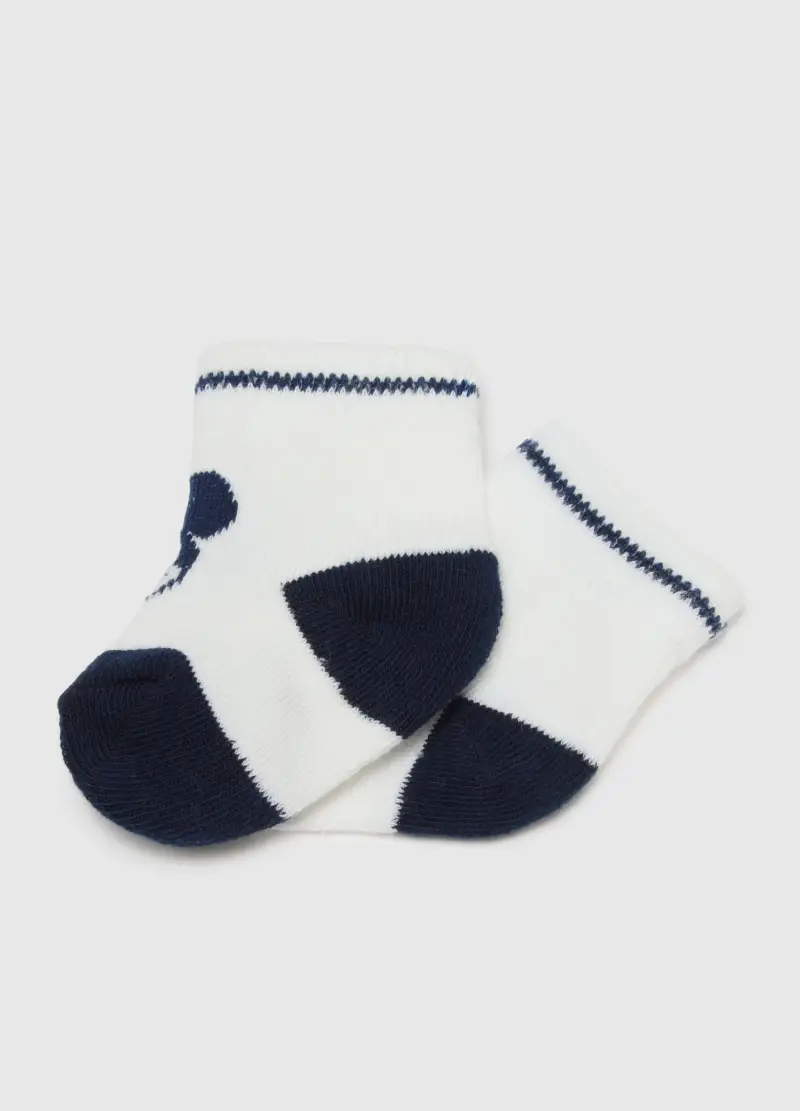 Scarpine In Maglia E Cotone Bianco Per Neonati Con Ricami Mickey Mouse, Neonato, Multicolor, U miniatura 2