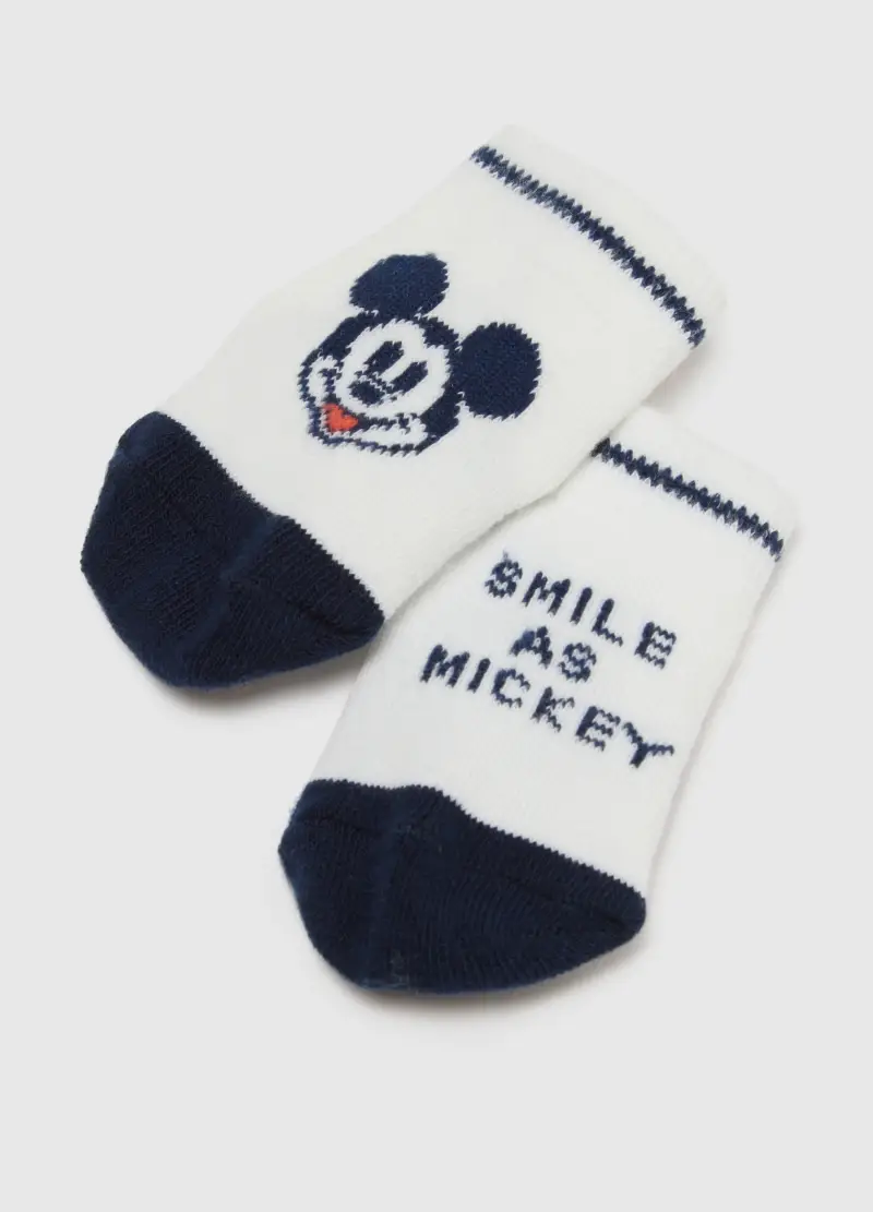 Scarpine In Maglia E Cotone Bianco Per Neonati Con Ricami Mickey Mouse, Neonato, Multicolor, U miniatura 3