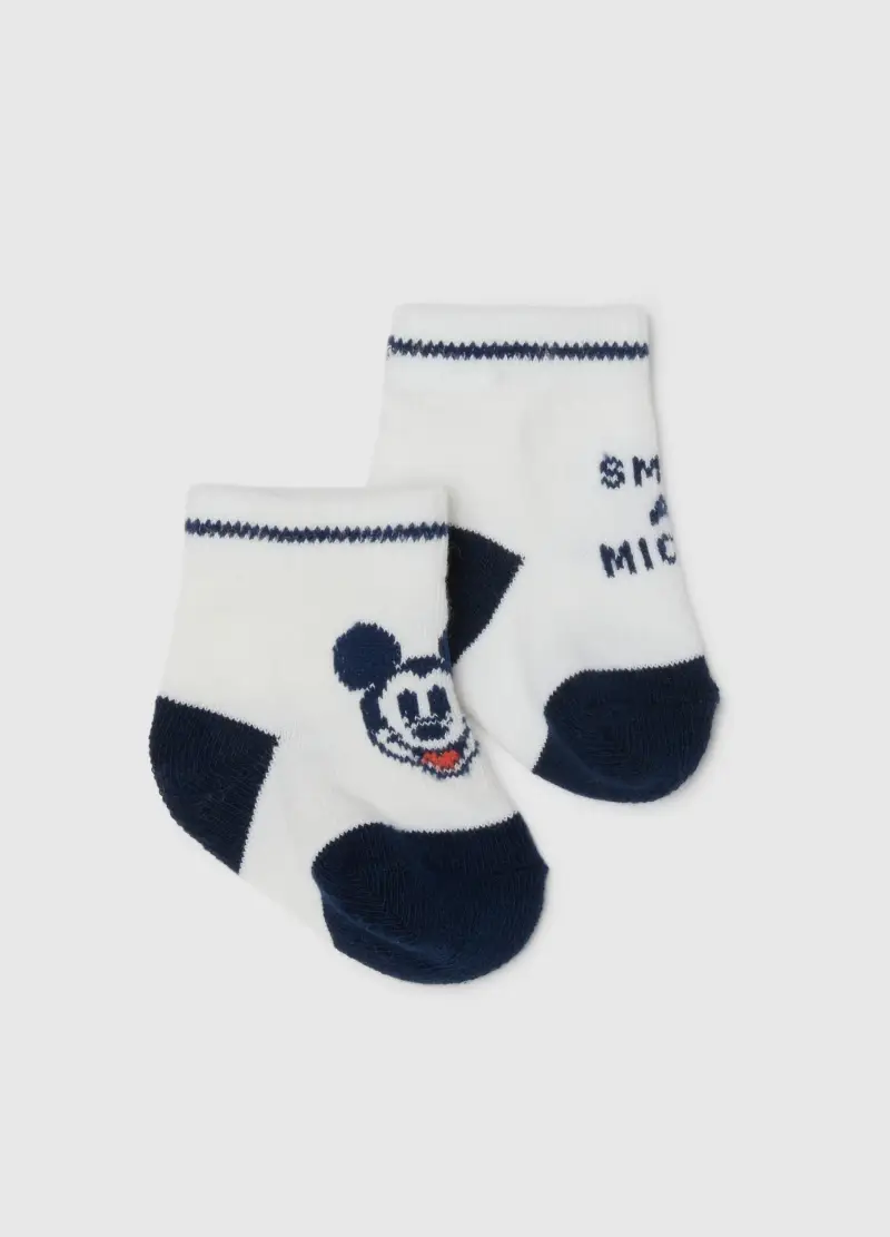 Scarpine In Maglia E Cotone Bianco Per Neonati Con Ricami Mickey Mouse, Neonato, Multicolor, U