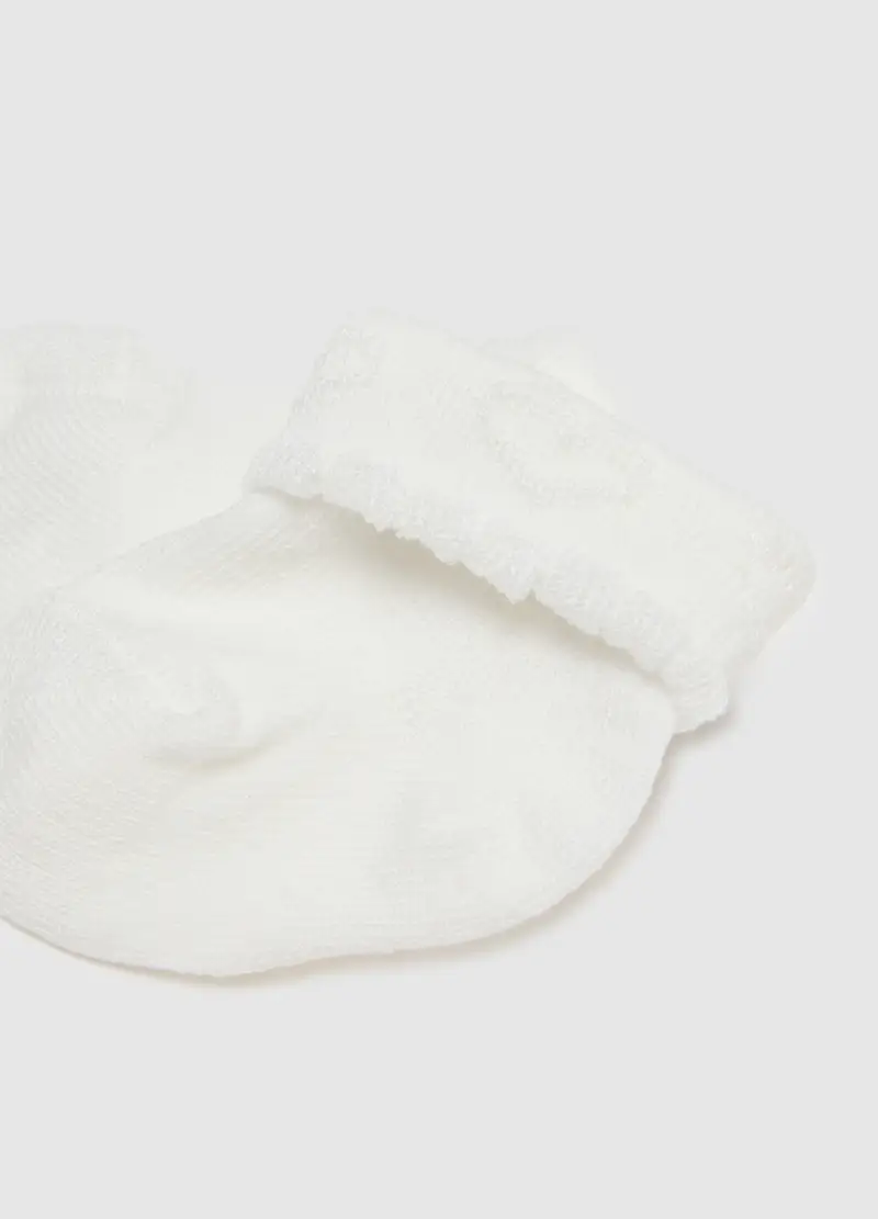 Scarpine In Misto Cotone Elasticizzato Bianche Da Neonato, Neonata, Bianco, U miniatura 2