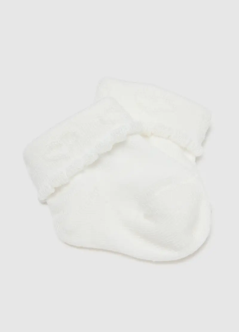 Scarpine In Misto Cotone Elasticizzato Bianche Da Neonato, Neonata, Bianco, U miniatura 3