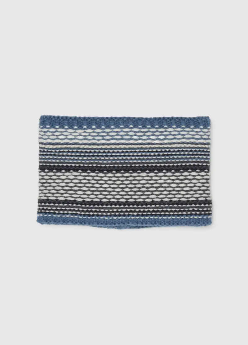 Sciarpa Azzurra In Acrilico A Righe, Bambino, Bianco