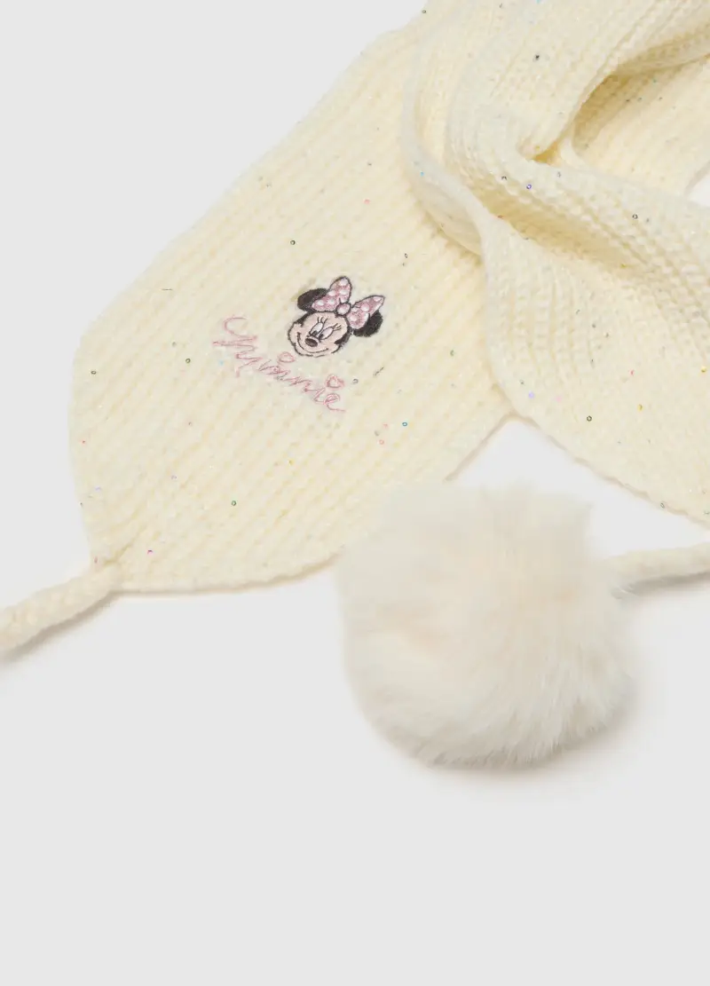 Sciarpa Bianca Da Bambina Con Pon Pon, Bianco miniatura 2