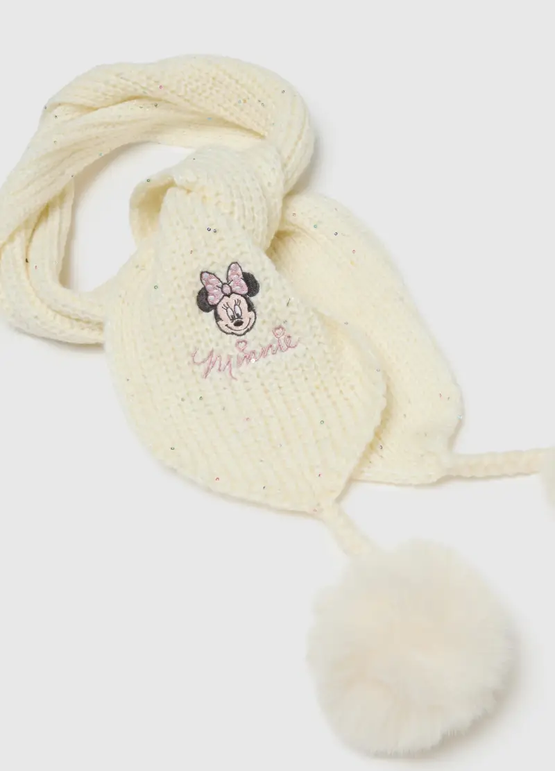 Sciarpa Bianca Da Bambina Con Pon Pon, Bianco miniatura 3