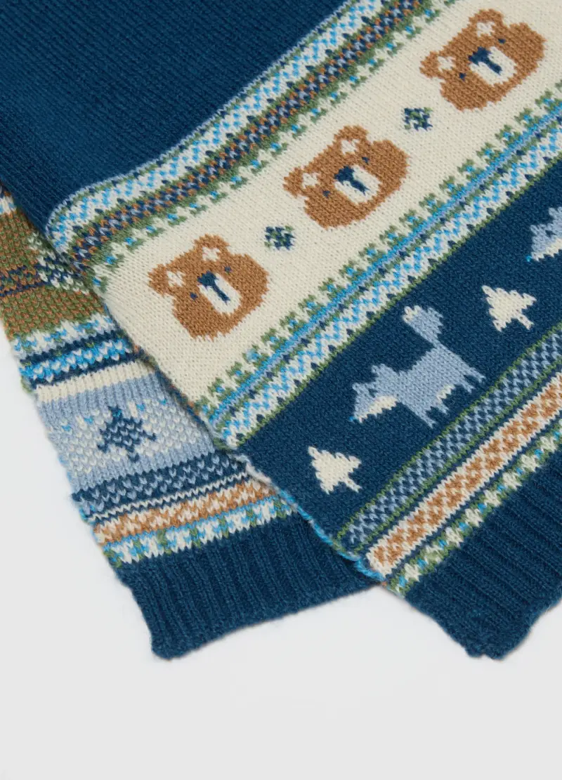 Sciarpa Blu Con Motivo A Orsetti, Bambino, Blu miniatura 2