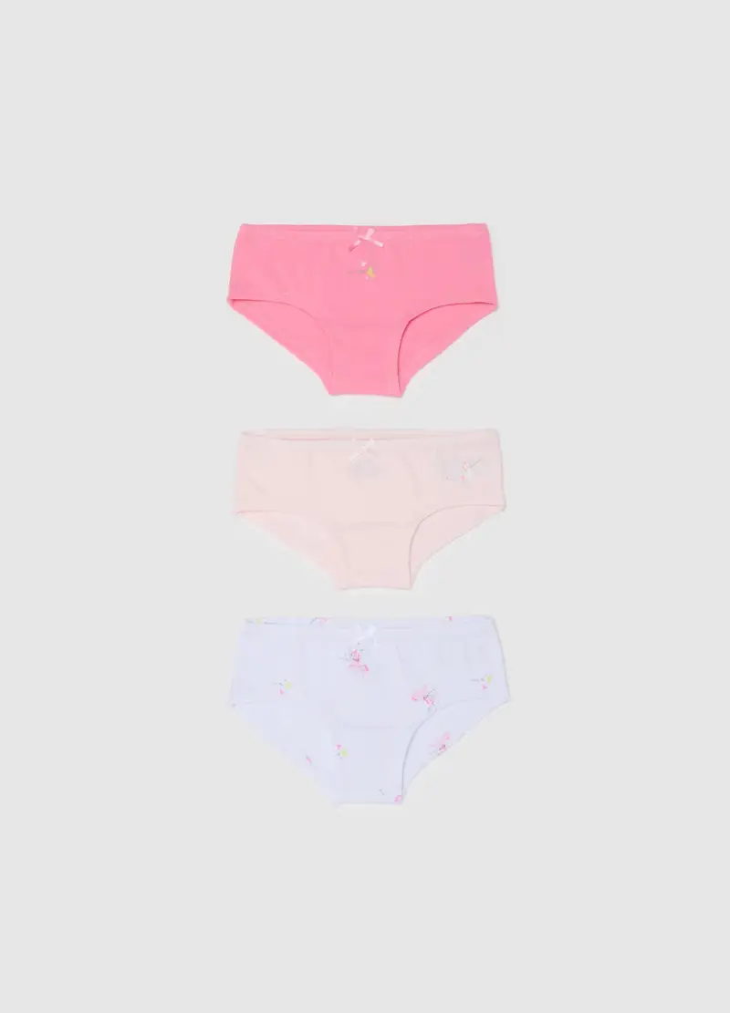 FAGOTTINO, Set 3 Slip Da Bambina In Cotone Multicolor Elasticizzato, Multicolor, Taglia: 12-18