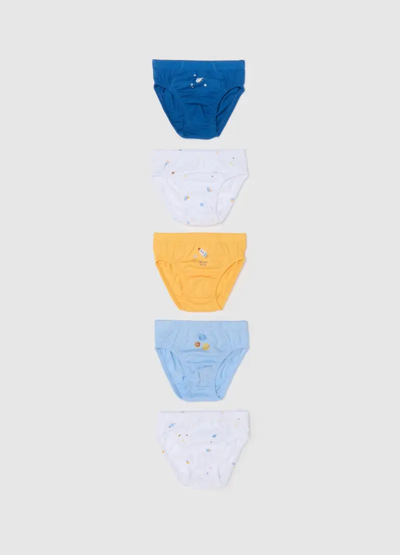 FAGOTTINO, Set 5 Slip Da Bambino In Puro Cotone Multicolor, Multicolor, Taglia: 12-18