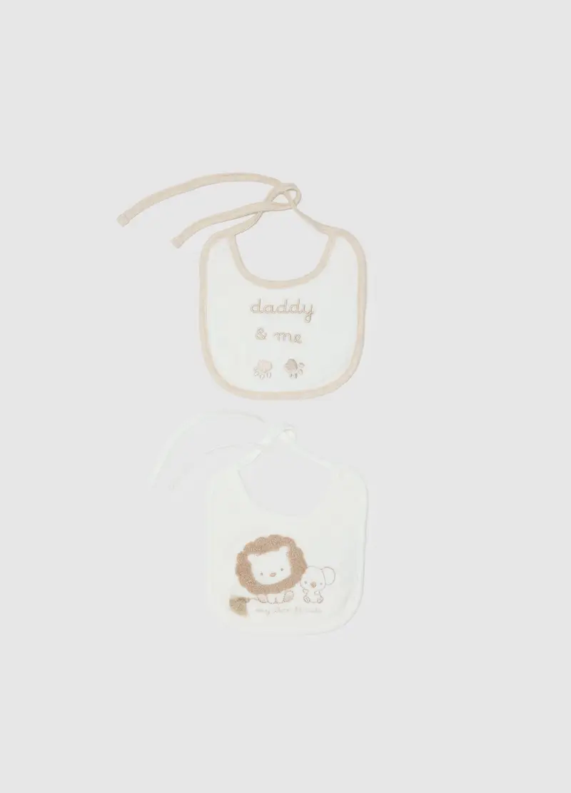 FAGOTTINO, Set Bipack Bavette Da Bambino In Puro Cotone Multicolor Con Ricami, Unisex, Multicolor, Taglia: T.U.