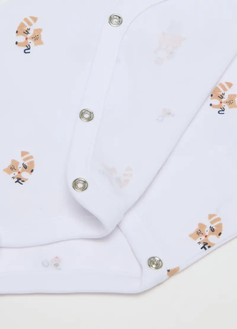 FAGOTTINO, Set Bipack Body Da Neonata In Puro Cotone Bianco Con Stampa Animale, Bianco, Taglia: 0-1 miniatura 2