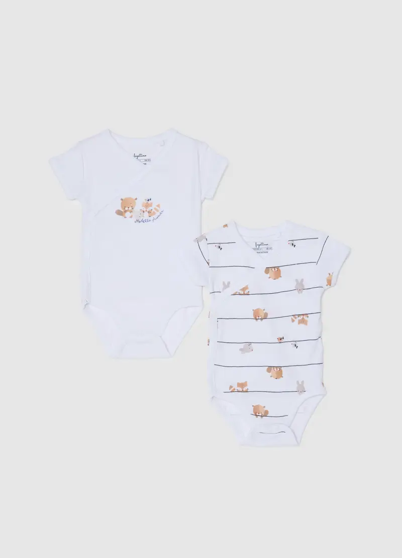 FAGOTTINO, Set Bipack Bodysuit Da Neonato In Puro Cotone Bianco, Bianco, Taglia: 0-1
