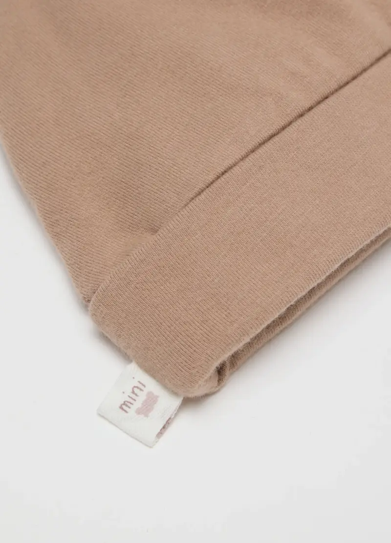 Set Cappellino Scarpette Beige Da Neonato In Puro Cotone Regular Fit, Neonata, Beige miniatura 3