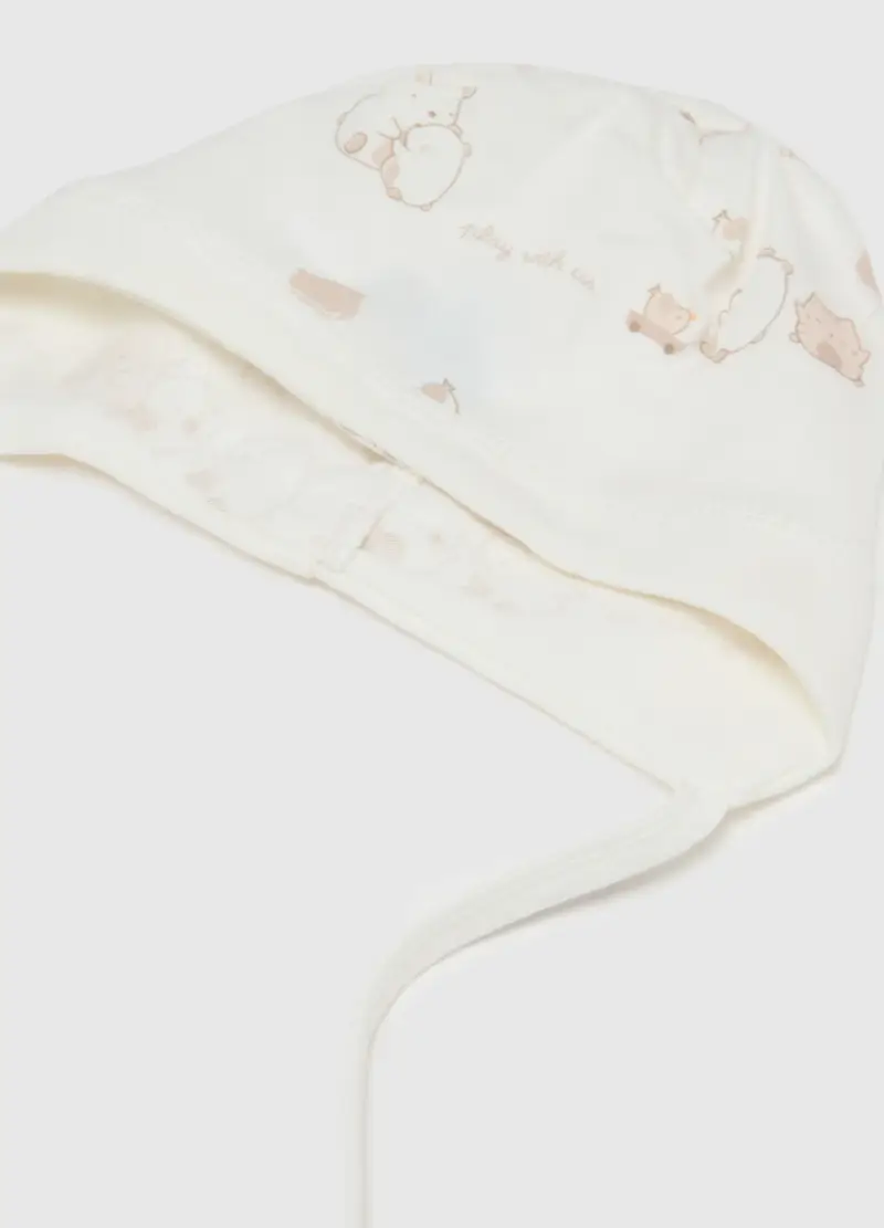 Set Cappellino Scarpine Bianco Da Neonati In Puro Cotone, Neonato, Bianco miniatura 2