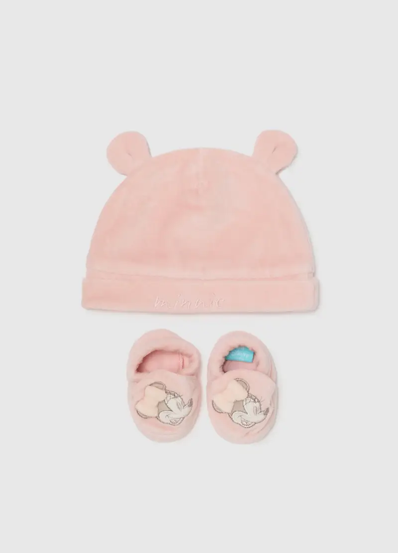 Set Cappello E Scarpine Da Neonata In Misto Cotone Rosa, Rosa